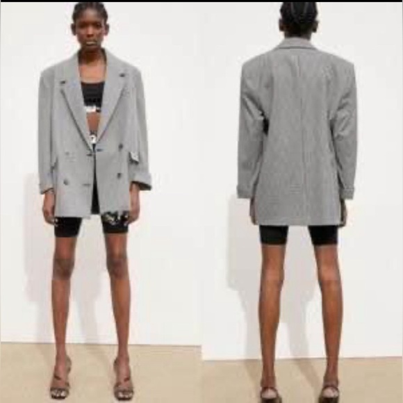 NWT ZARA xs plaid oversized blazer - Picture 3 of 12